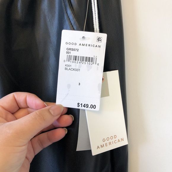 Good American Good 90's Black High Waisted Faux Leather Trousers Size Large NWTs - Picture 13 of 16